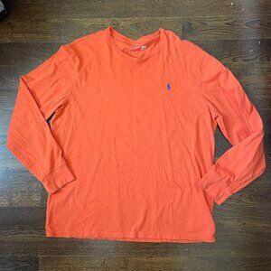 Men's Polo Ralph Lauren Orange Long Sleeve Crew Neck Jersey Top Shirt-XL